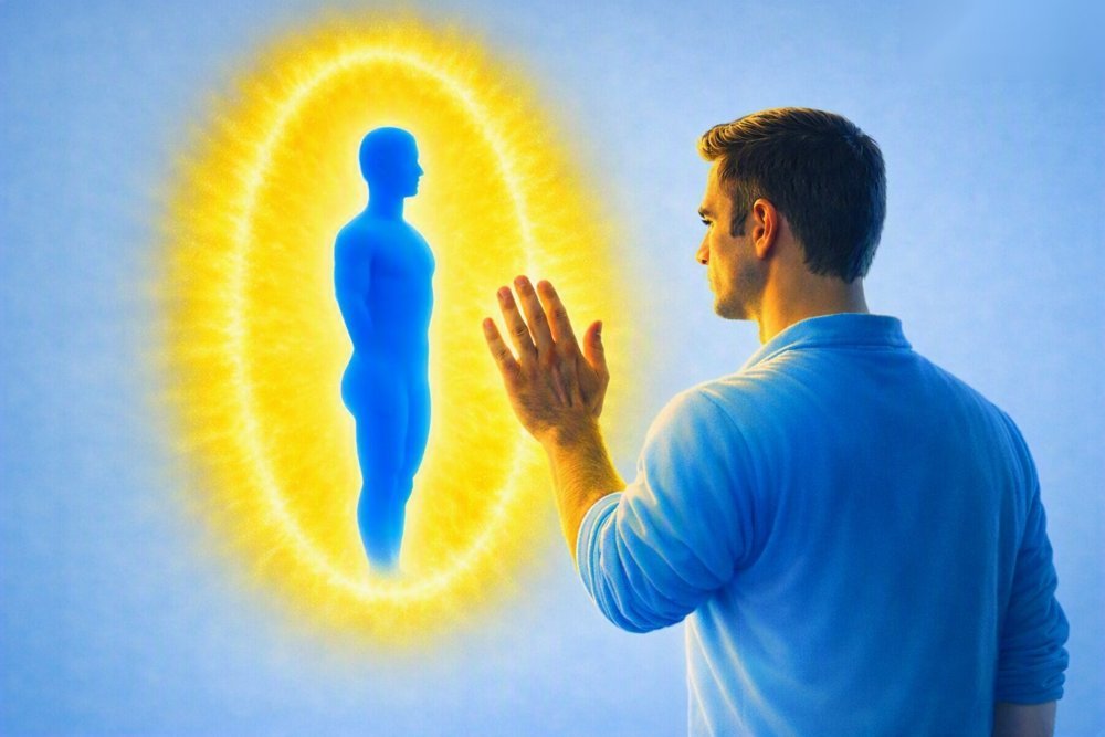 HDA method: feeling the edge of the aura with an open palm